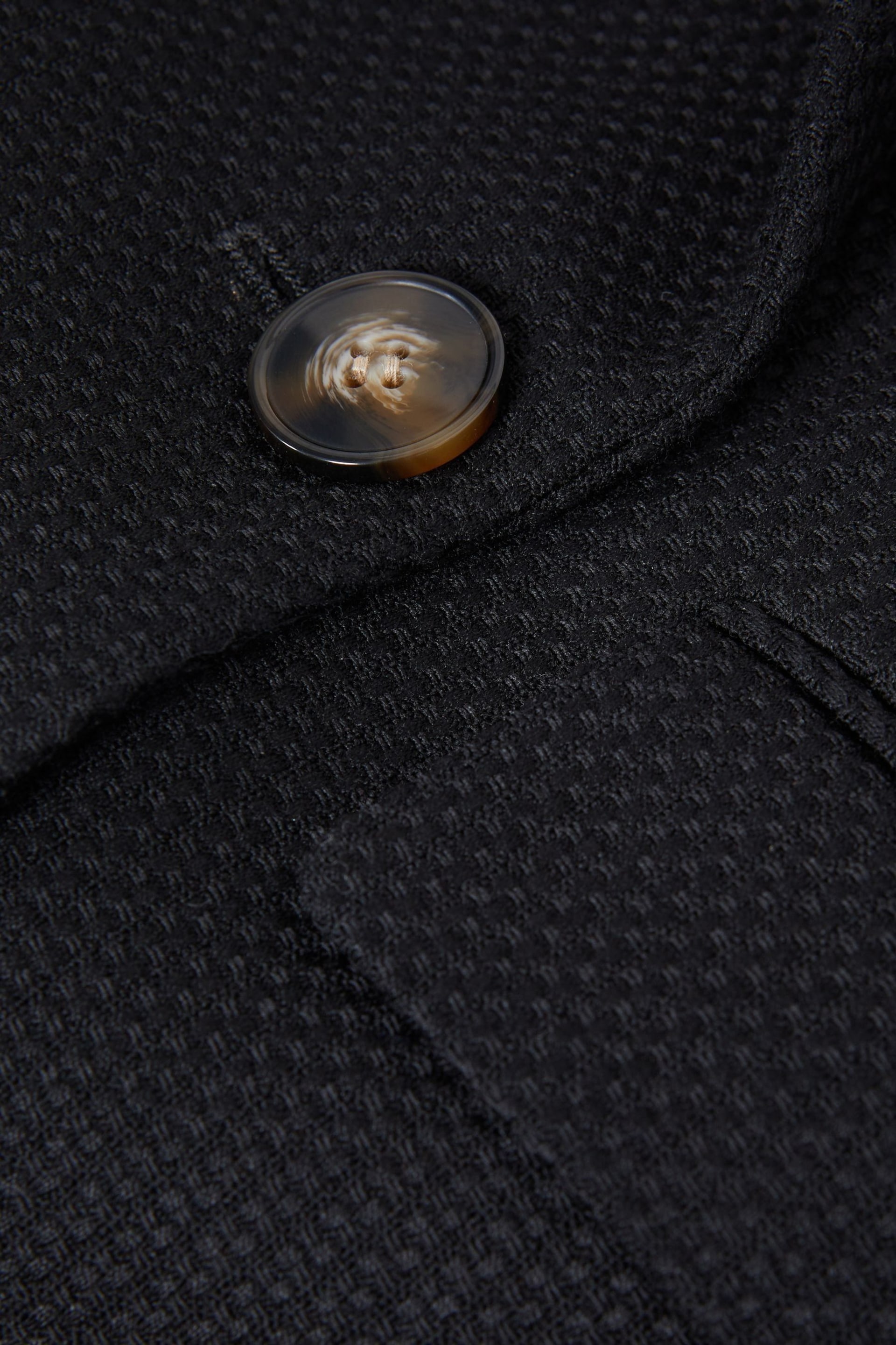 Reiss Black Lana Tailored Textured Wool Blend Double Breasted Blazer - Image 5 of 5