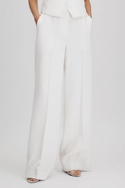 Reiss White Sienna Petite Crepe Wide Leg Suit Trousers - Image 1 of 8