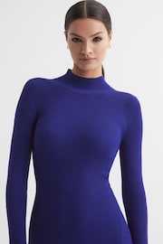 Reiss Blue Chrissy Knitted Bodycon Midi Dress - Image 4 of 5