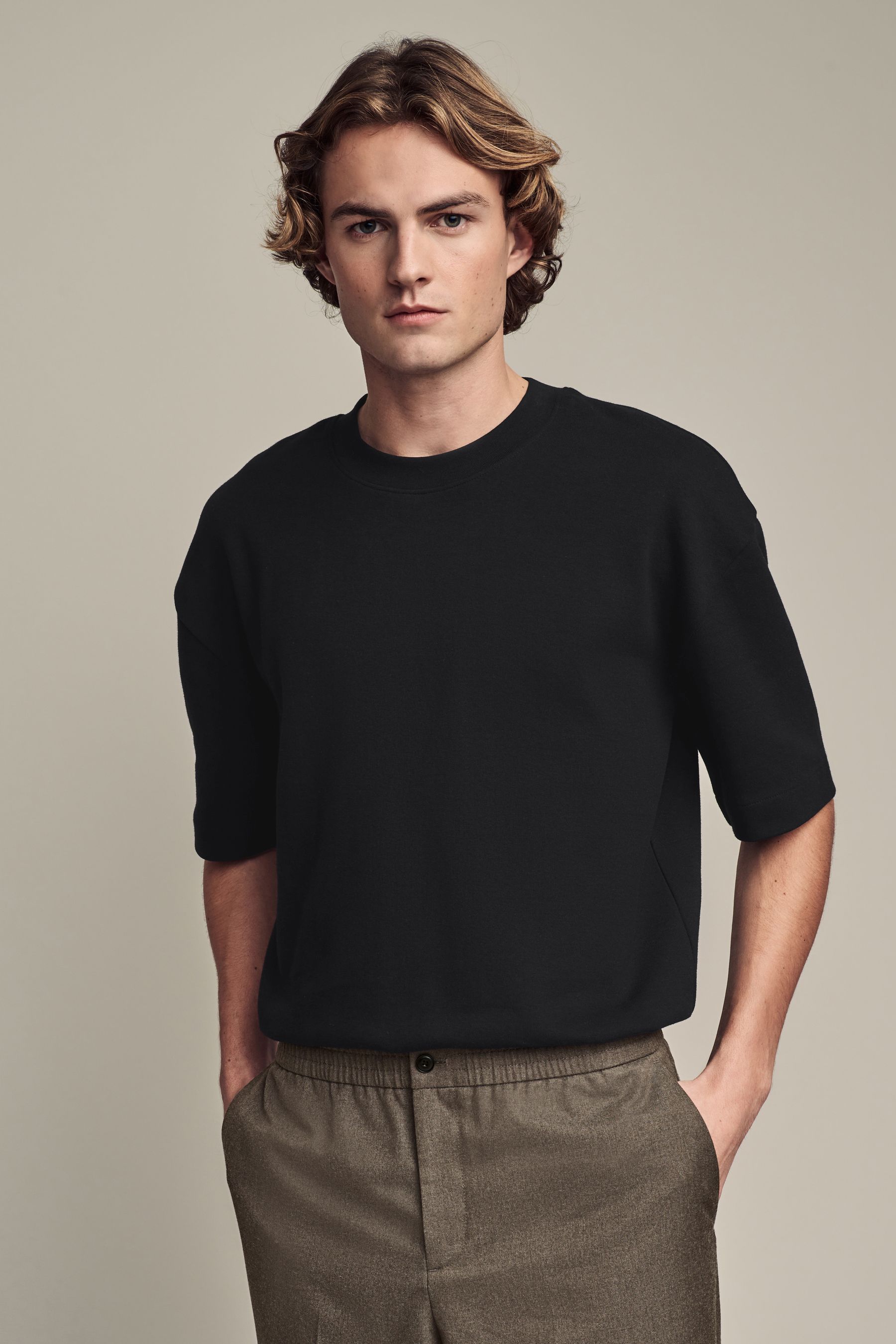 Black Relaxed Fit Relaxed Fit Smart Soft Touch Heavyweight T Shirt