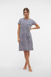 Mamalicious Blue Maternity Button Front Comfort Night Dress With Nursing Function - Image 5 of 5