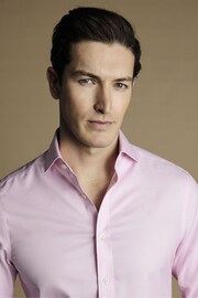 Charles Tyrwhitt Pink Non Iron Twill Cutaway Slim Fit Shirt - Image 4 of 5