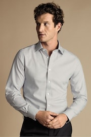 Charles Tyrwhitt Grey Non-iron  Oxford Slim Fit Shirt - Image 1 of 6