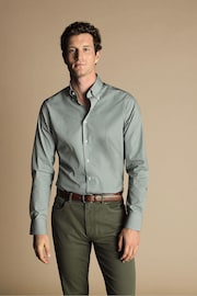 Charles Tyrwhitt Green Check Non-iron Button-Down Oxford Slim Fit Shirt - Image 1 of 5