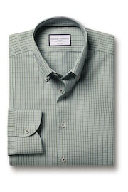 Charles Tyrwhitt Green Check Non-iron Button-Down Oxford Slim Fit Shirt - Image 4 of 5