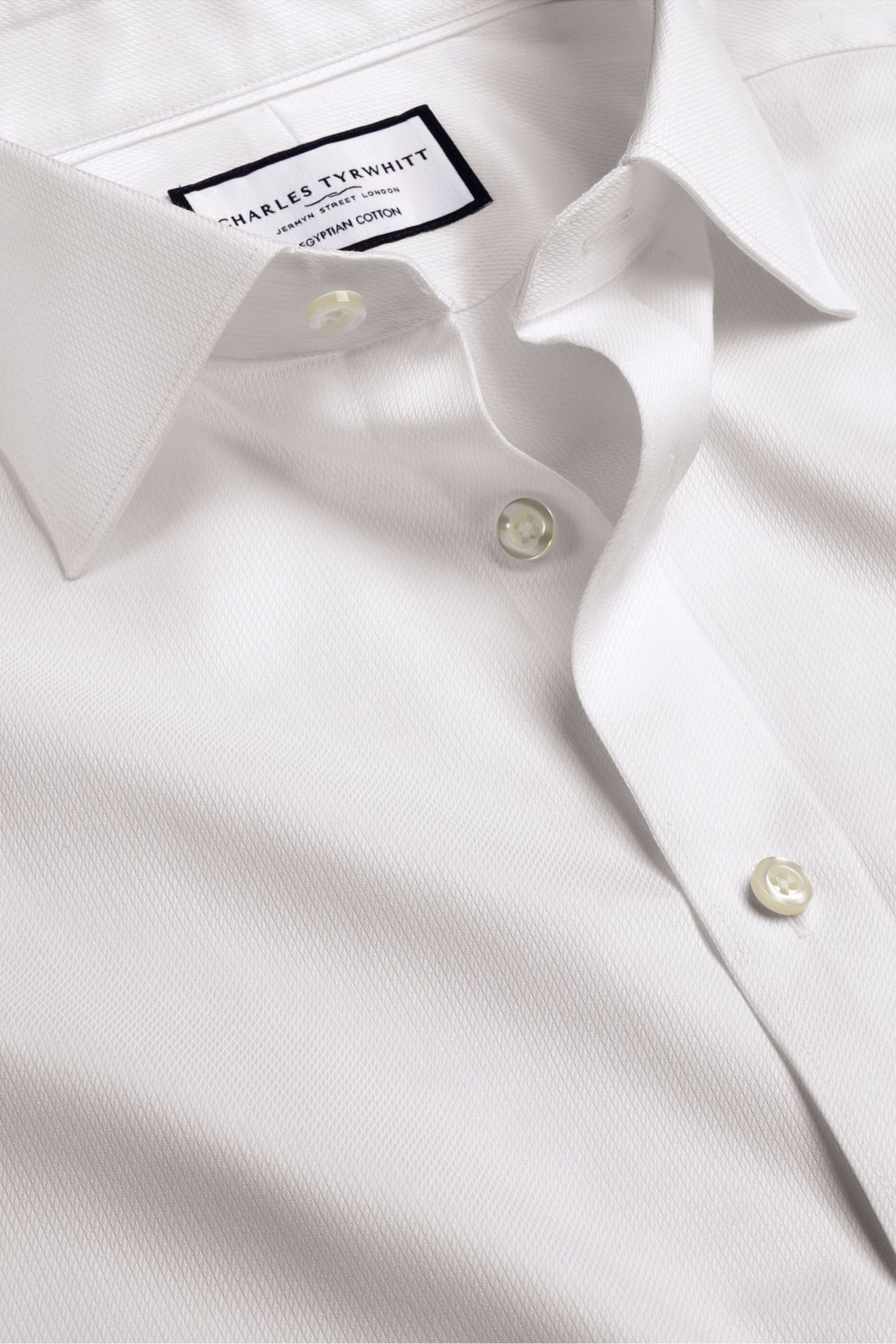 Charles Tyrwhitt White Egyptian Cotton Windsor Weave Slim Fit Shirt - Image 5 of 6
