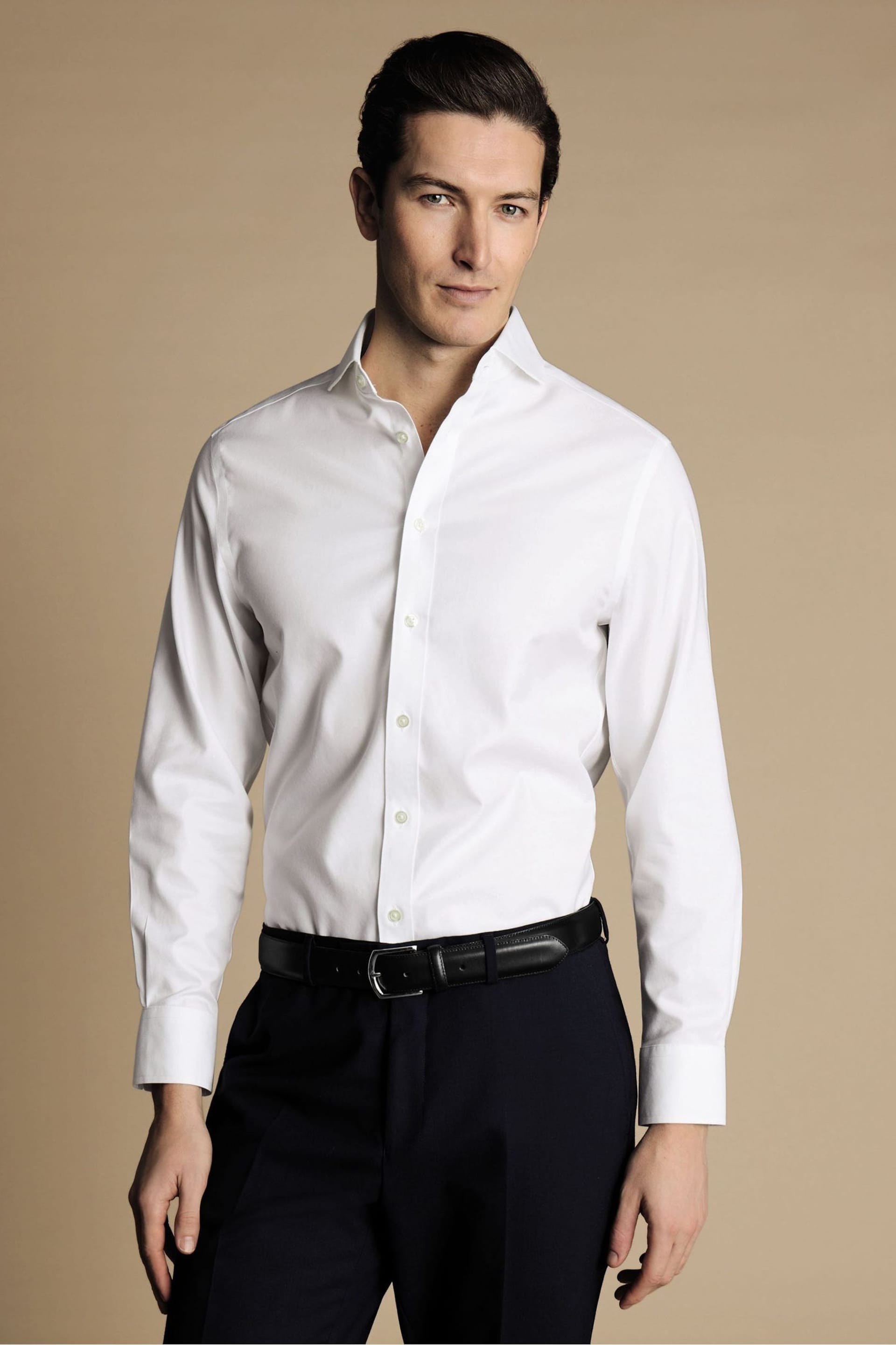 Charles Tyrwhitt White Non-iron Twill Extreme Cutaway Slim Fit Shirt - Image 1 of 5