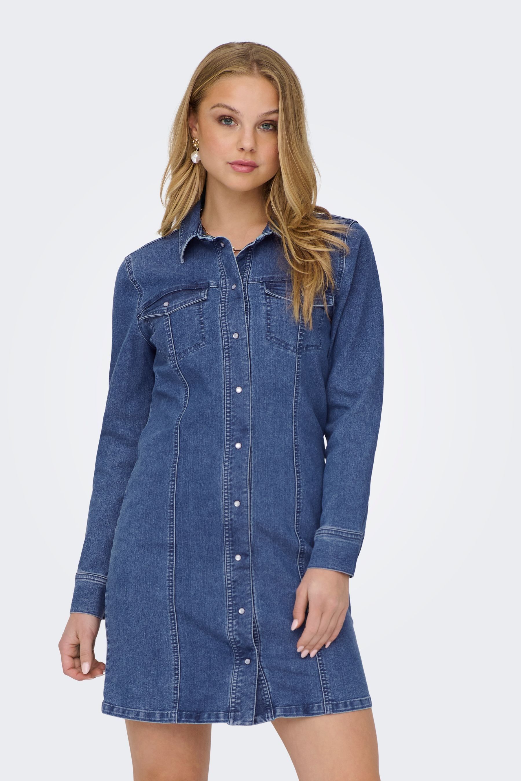 Buy JDY Blue Long Sleeve Denim Shirt Dress from the Next UK online shop