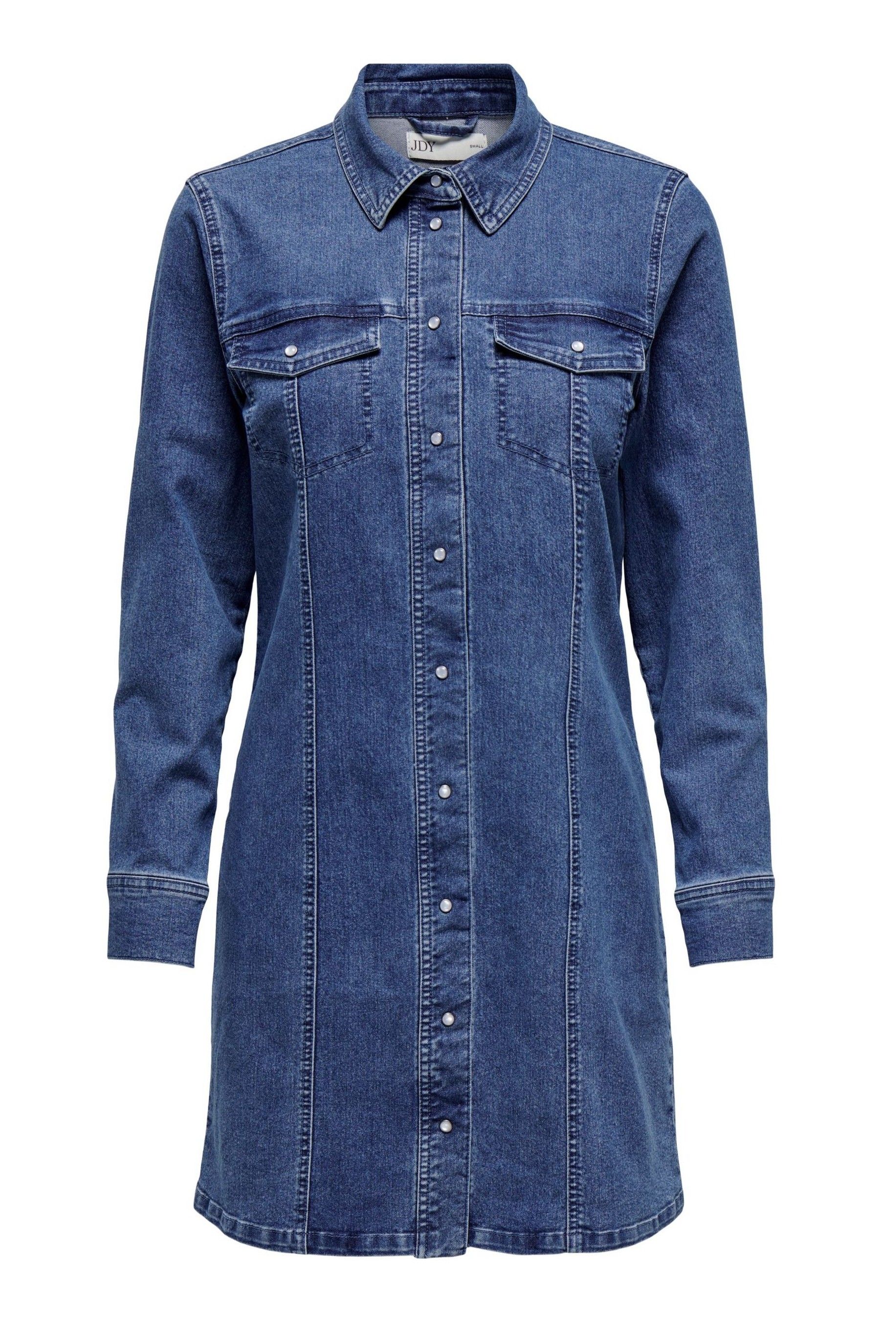 Buy JDY Blue Long Sleeve Denim Shirt Dress from Next Luxembourg