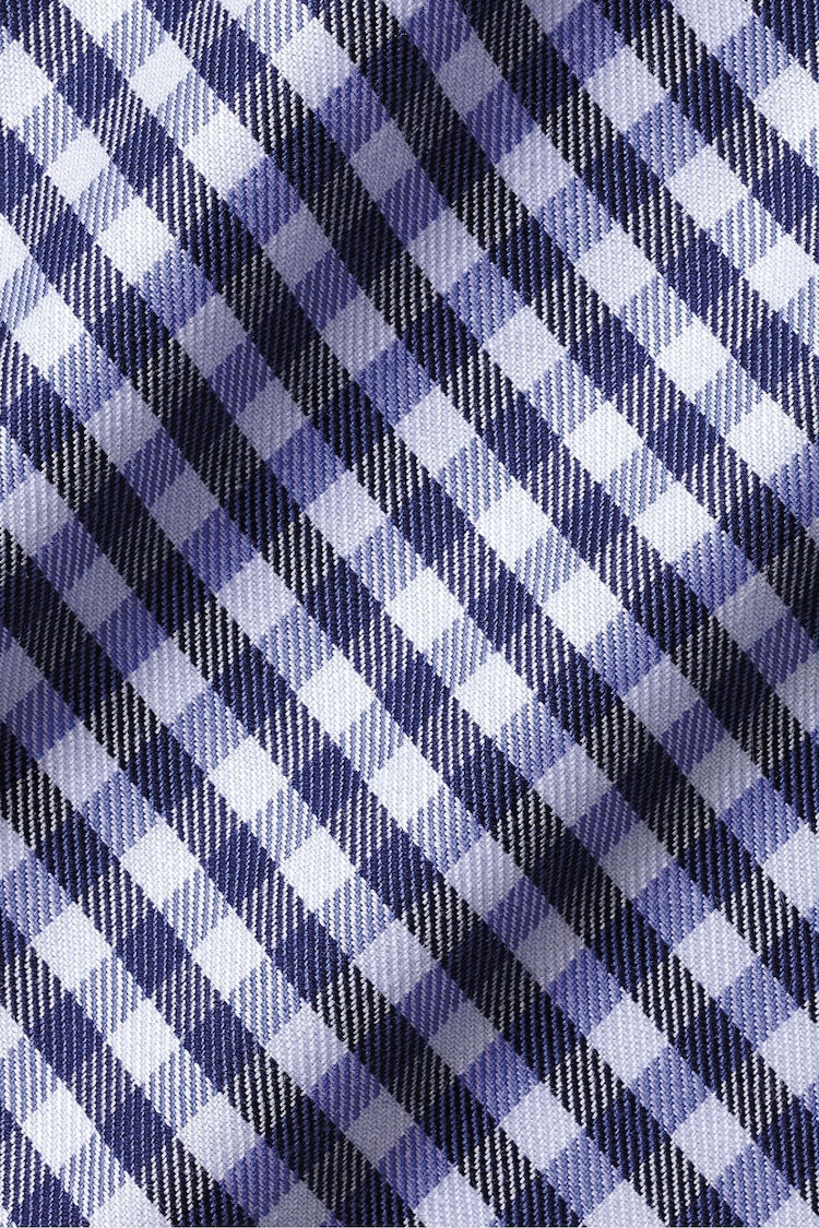 Charles Tyrwhitt Blue Gingham Non-iron Twill Cutaway Slim Fit 100% Cotton Shirt - Image 6 of 6