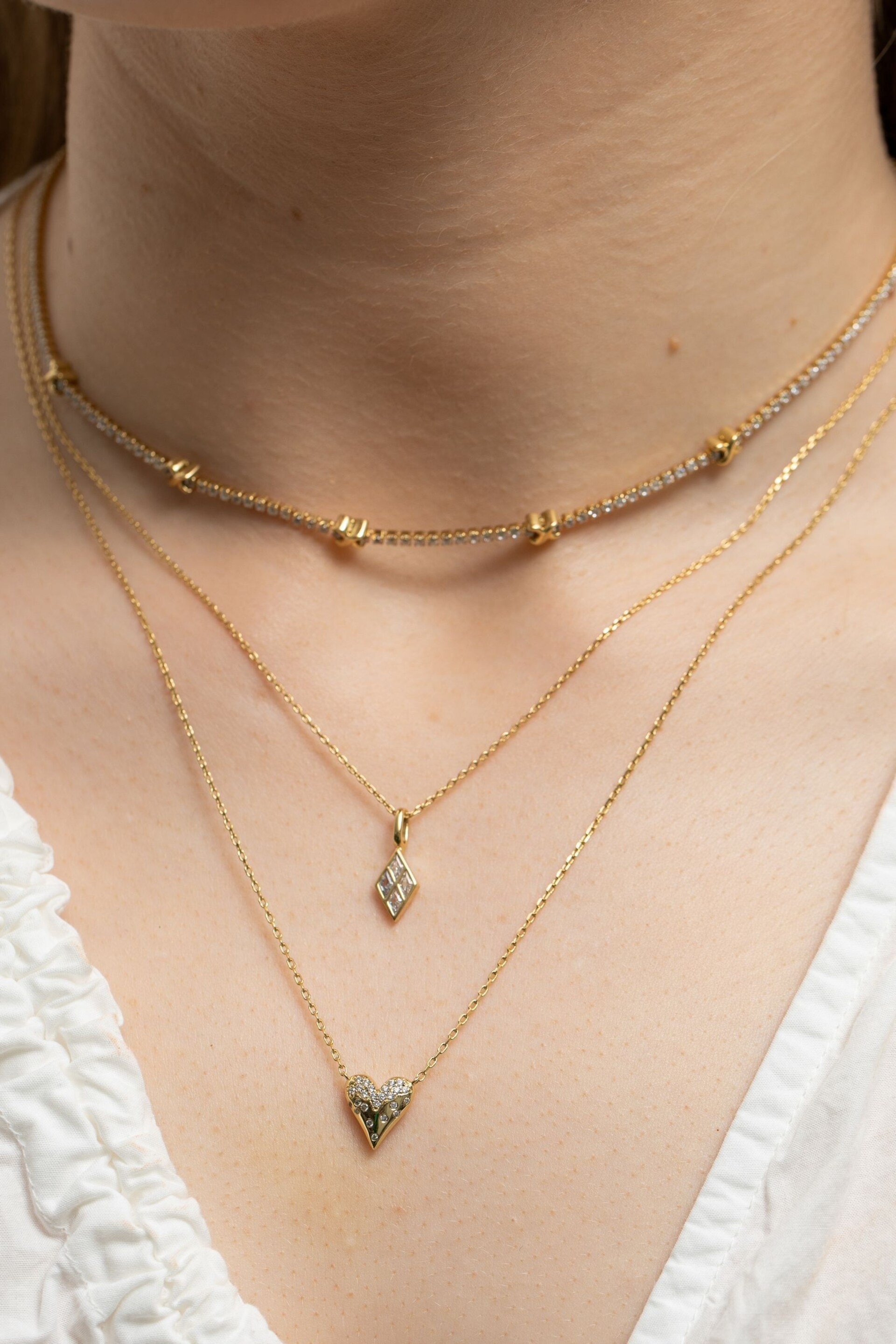 Inicio Gold Plated Cubic Zirconia Kiss Necklace - Image 2 of 2