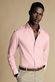 Charles Tyrwhitt Pink Egyptian Windsor Weave Slim Fit 100% Cotton Shirt - Image 1 of 6