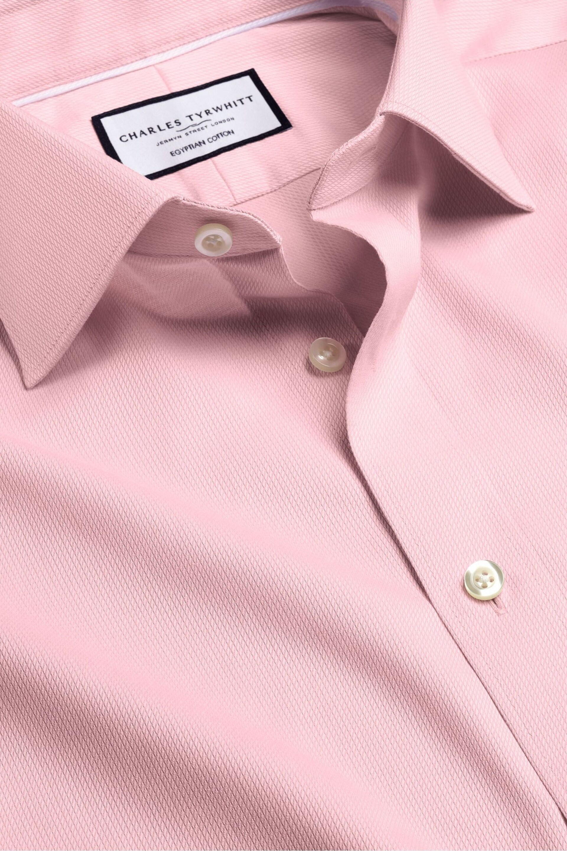 Charles Tyrwhitt Pink Egyptian Cotton Windsor Weave Slim Fit Shirt - Image 5 of 6