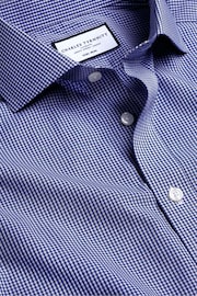 Charles Tyrwhitt Dark blue Mini Slim-FitGingham Check Non-iron Poplin CA Shirt - Image 5 of 6