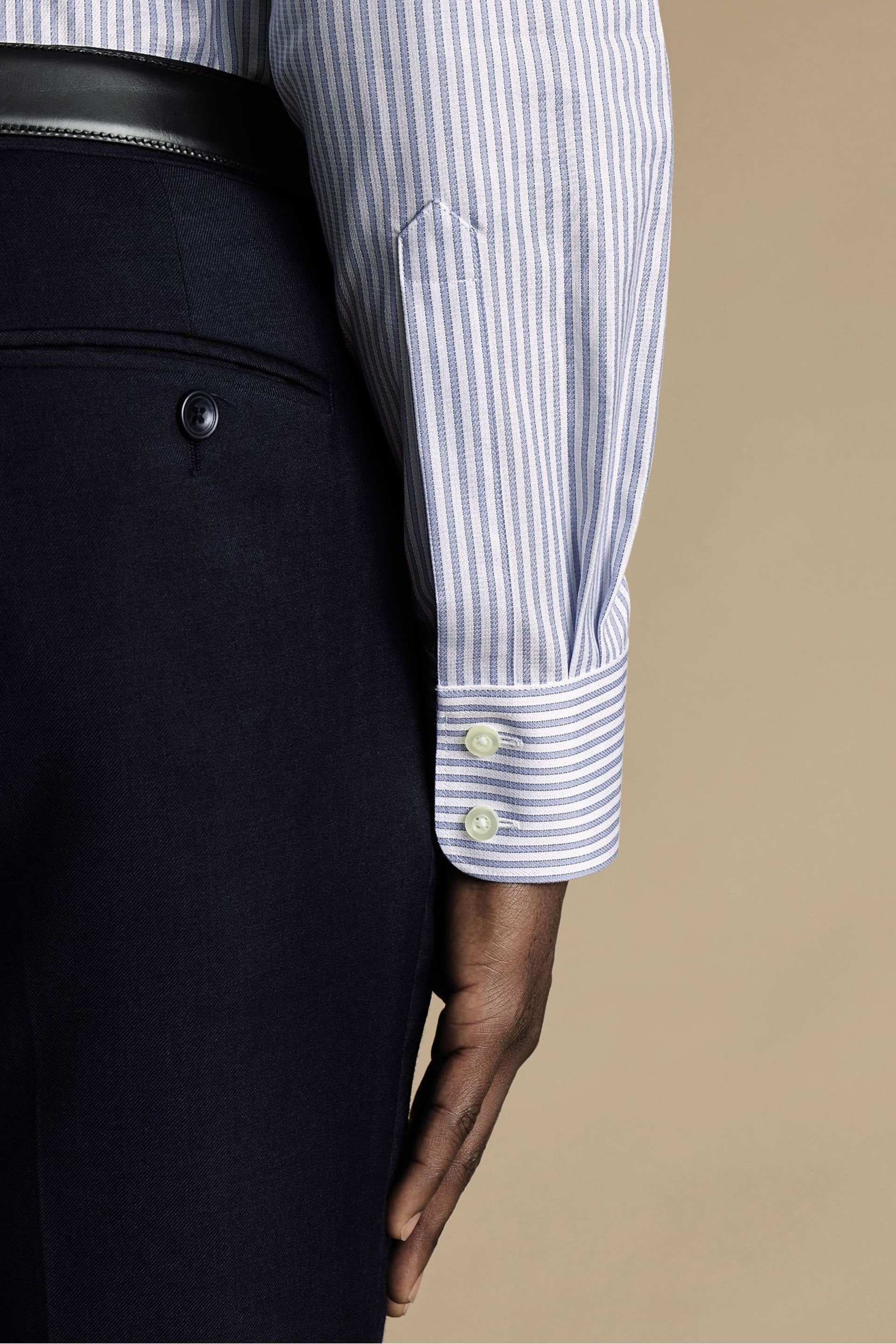 Charles Tyrwhitt Blue Stripe Egyptian Cotton Slim Fit Shirt - Image 3 of 6