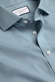 Charles Tyrwhitt Blue Mini Slim-FitGingham Check Non-iron Poplin CA Shirt - Image 4 of 5