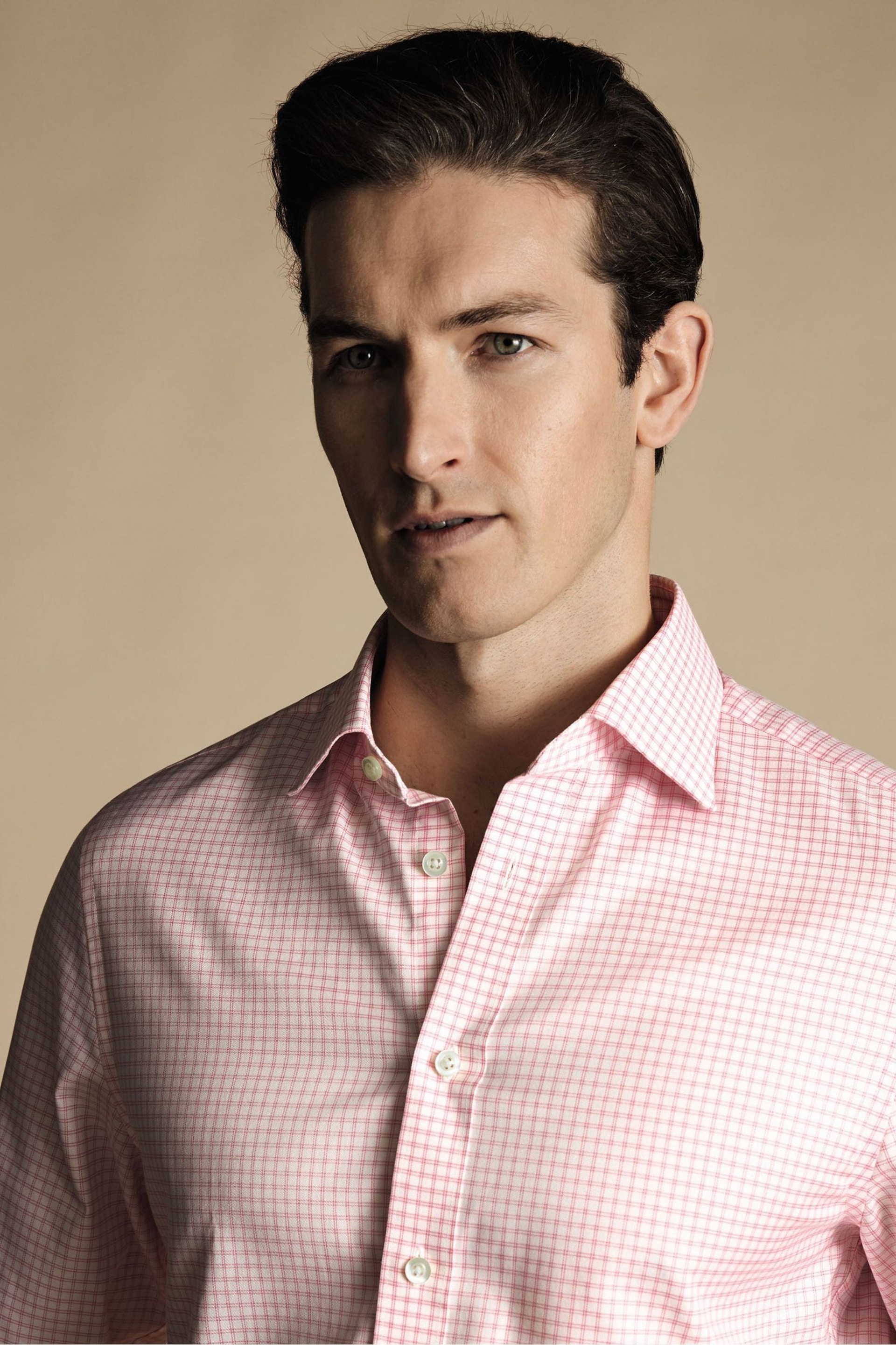 Charles Tyrwhitt Pink Stripe Egyptian Cotton Slim Fit Shirt - Image 2 of 6