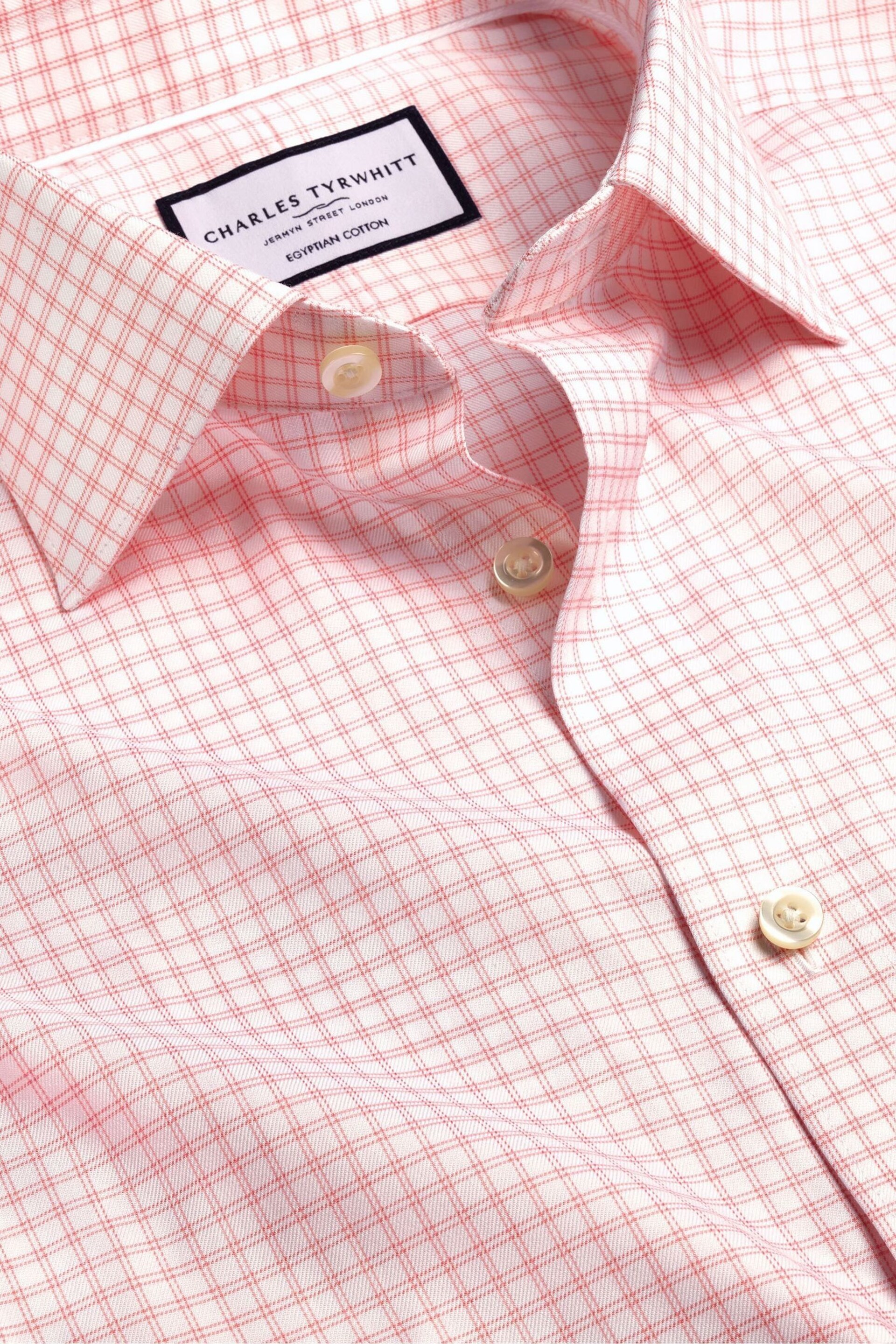 Charles Tyrwhitt Pink Stripe Egyptian Cotton Slim Fit Shirt - Image 5 of 6