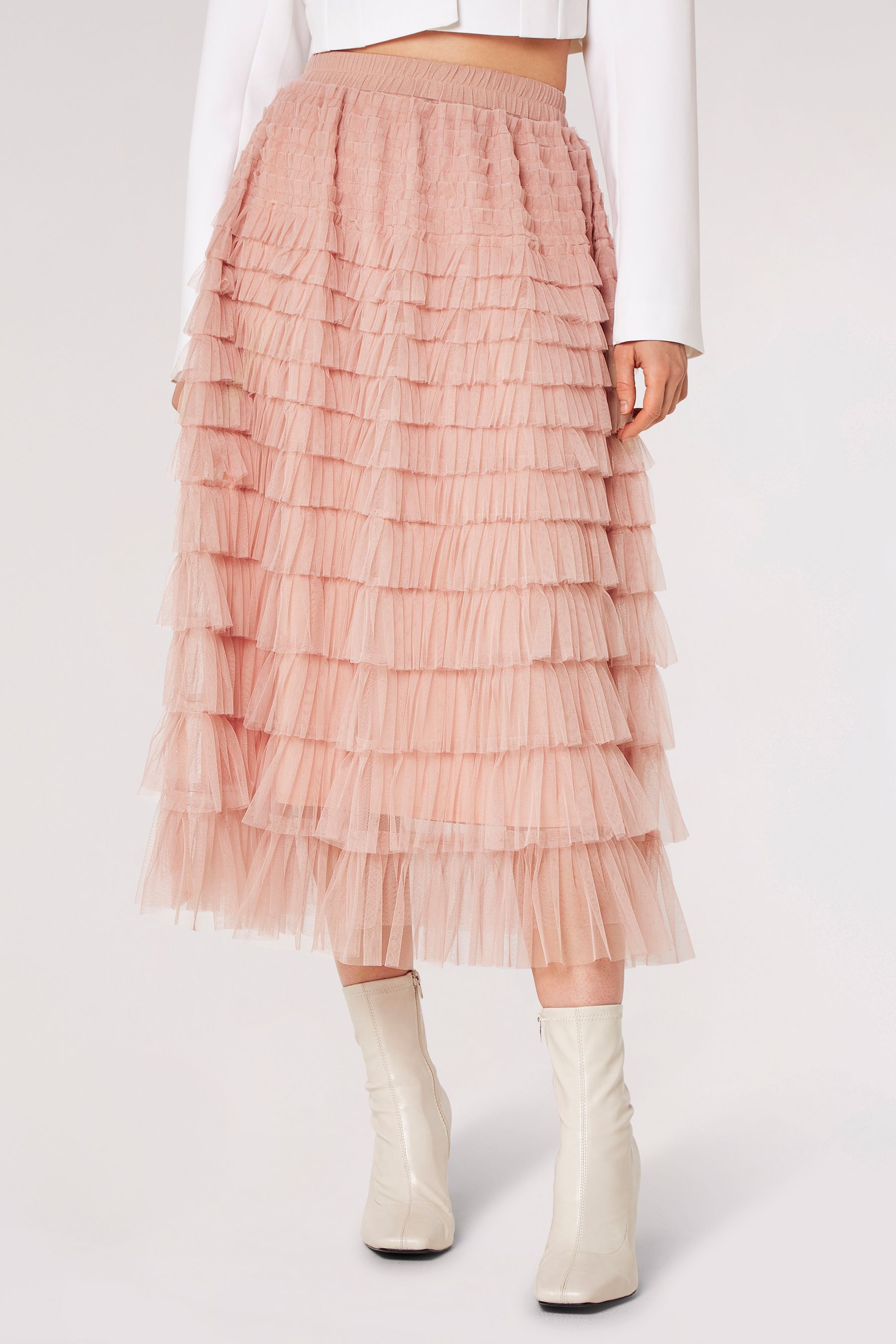Buy Apricot Pink Tulle Layered Midi Skirt from the Next UK online shop