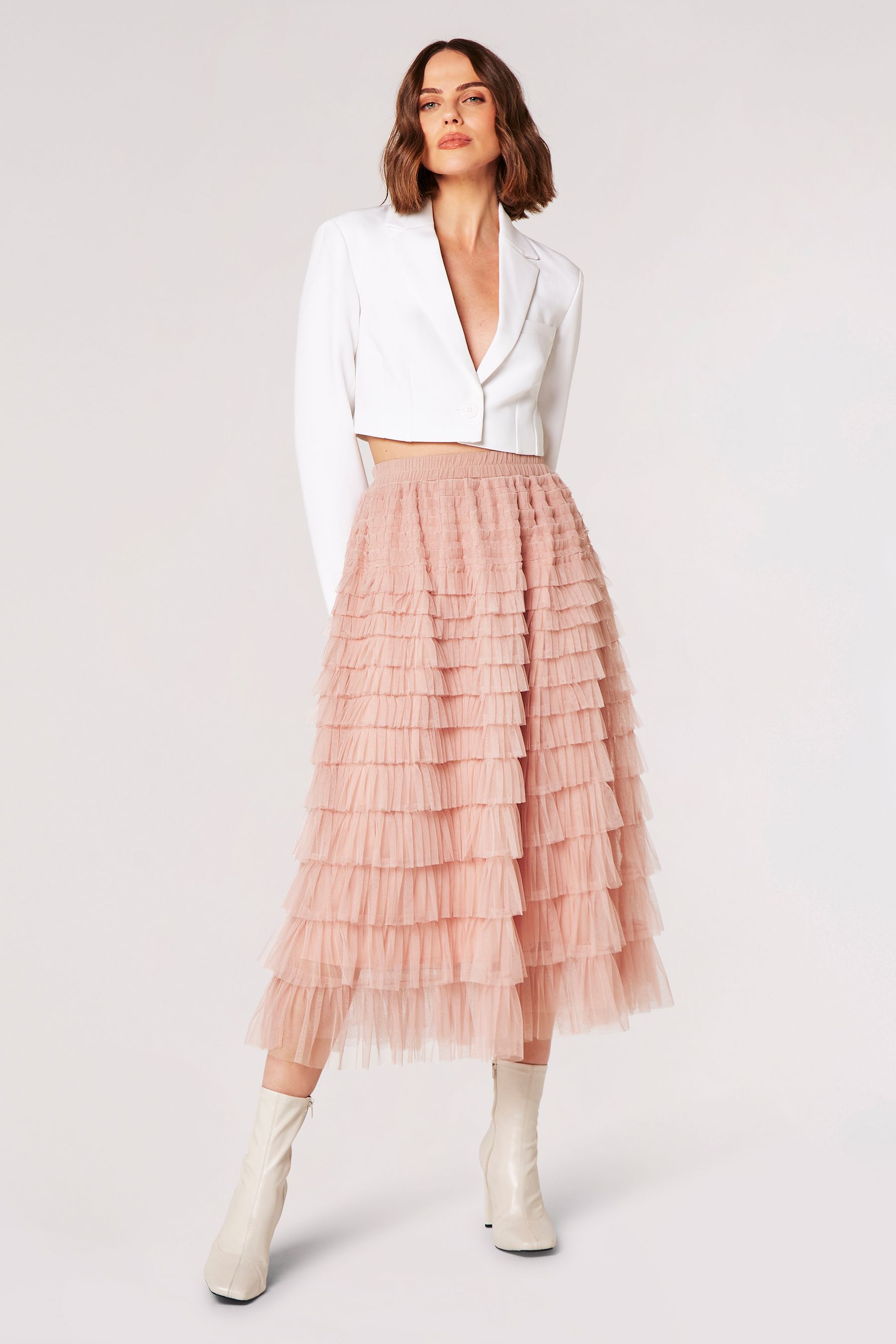 Buy Apricot Pink Tulle Layered Midi Skirt from the Next UK online shop