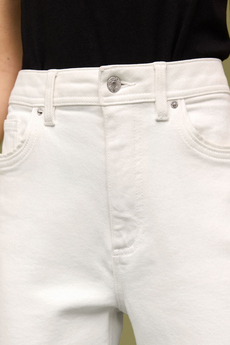 White Straight Raw Hem Jeans - Image 4 of 6