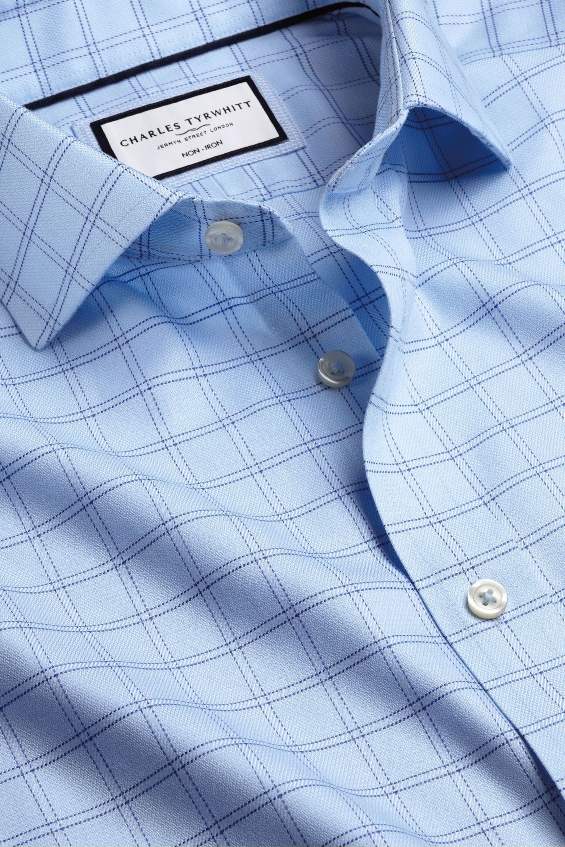 Charles Tyrwhitt Light blue Non-iron Mayfair Weave Cutaway Slim Fit Shirt - Image 4 of 5