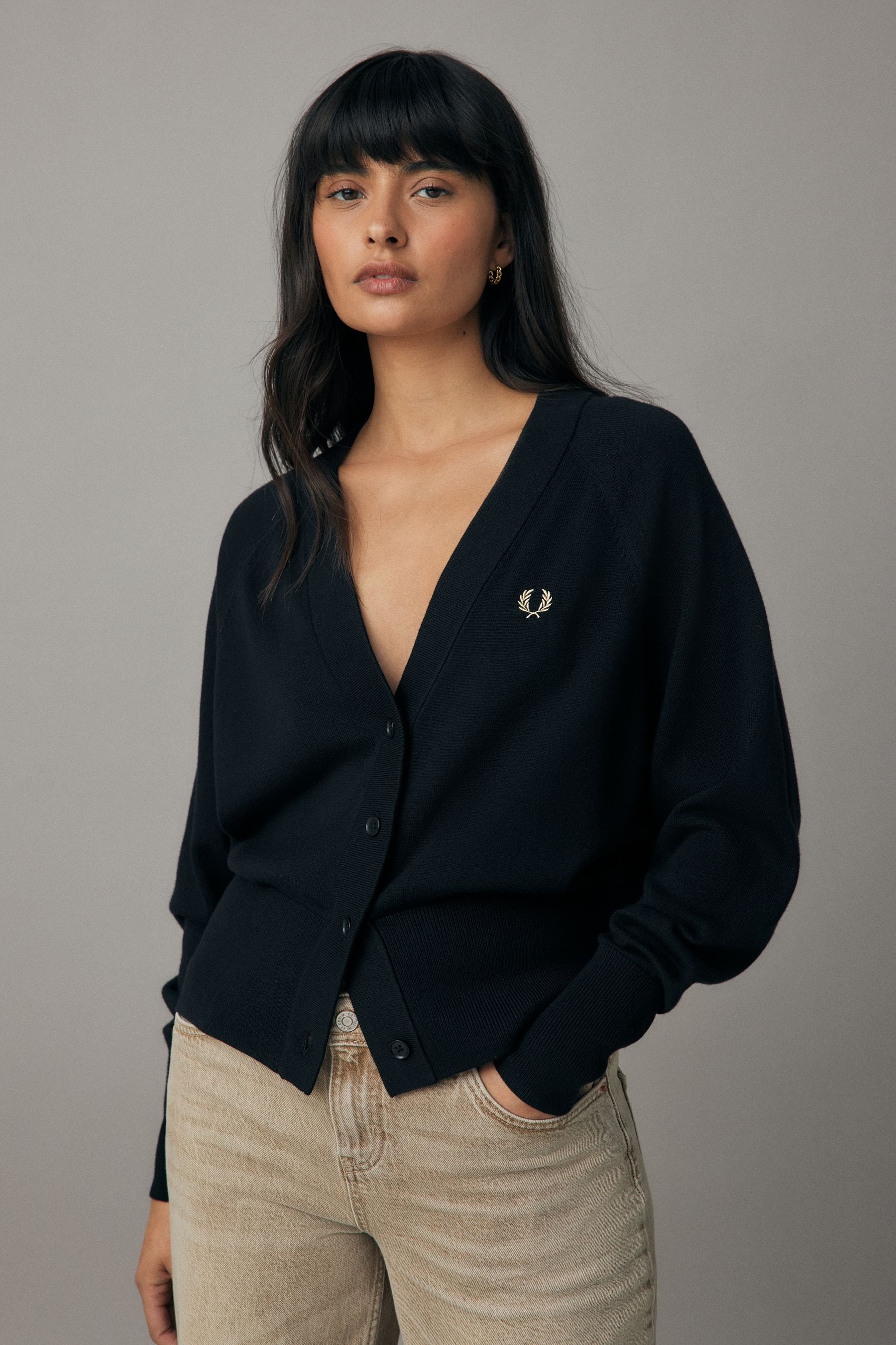 Fred perry black cardigan sales
