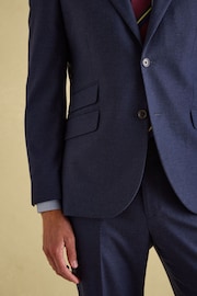 Joules Blue Slim Fit Flannel Suit Jacket - Image 4 of 9