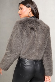 Lipsy Grey Short Faux Fur Coat - Image 4 of 4