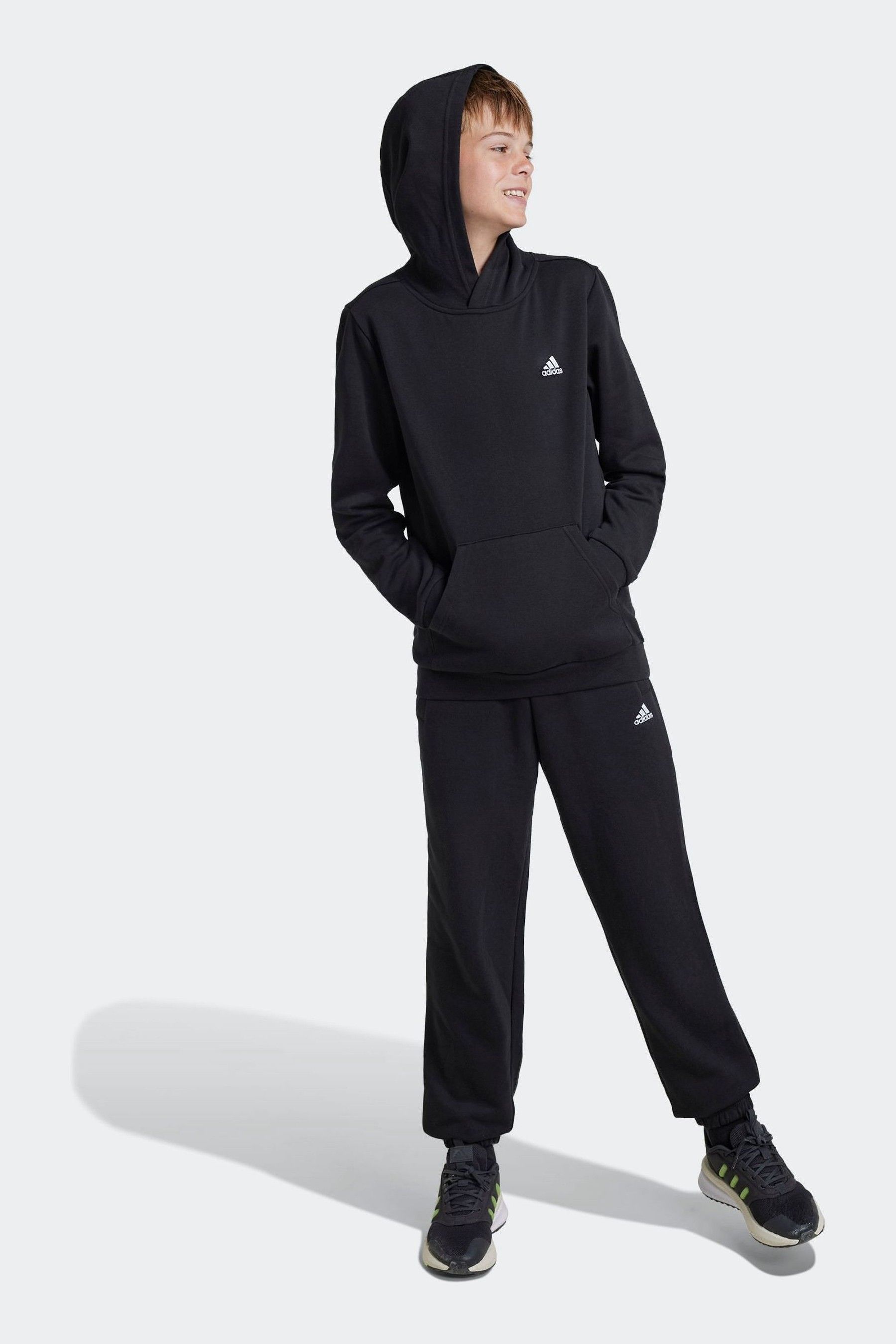 Adidas Essentials Small Logo Feel Cozy Fleece Joggers Black 9 10 Years Boy