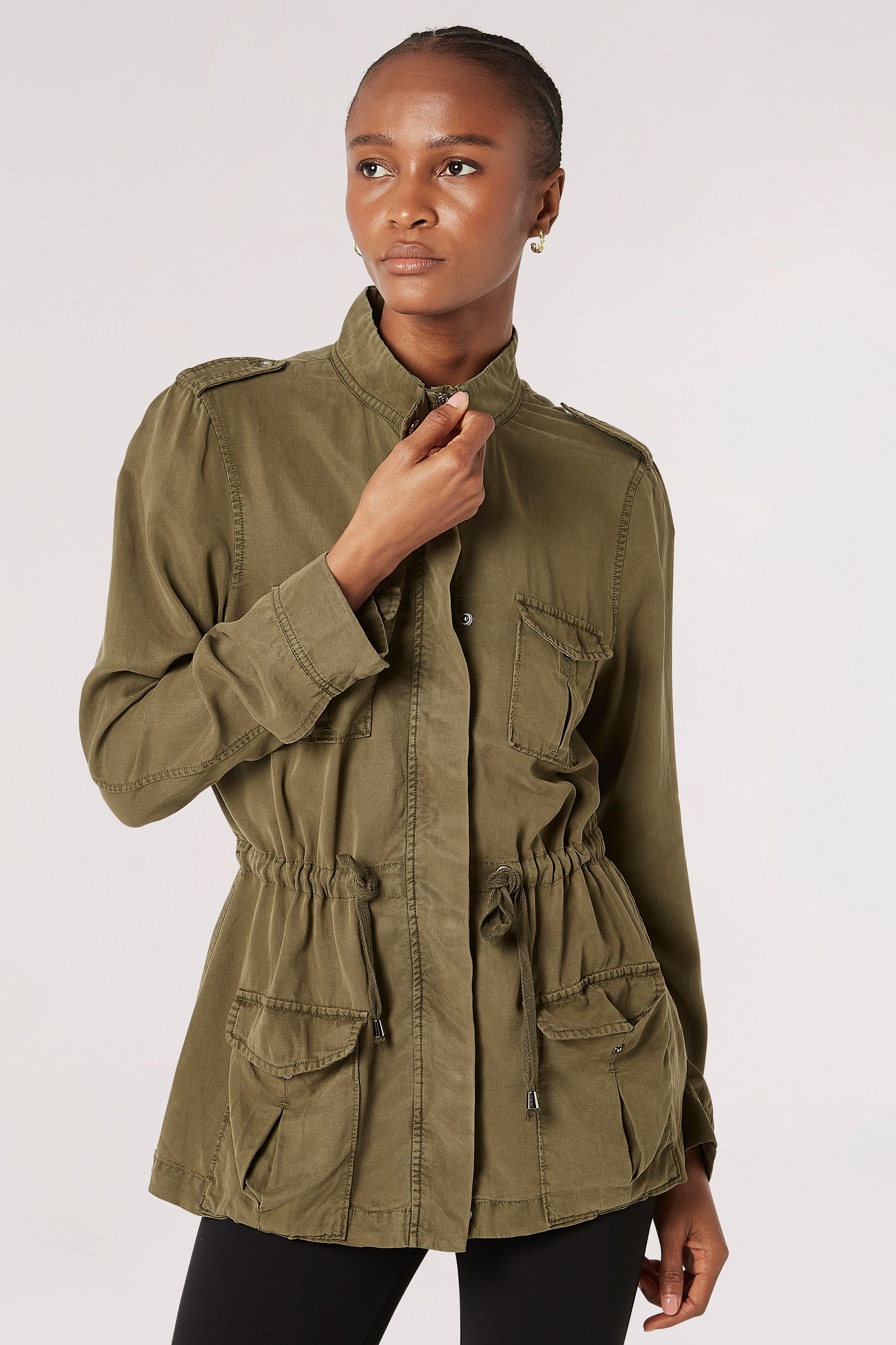 Apricot Green Military Tie Through Jacket