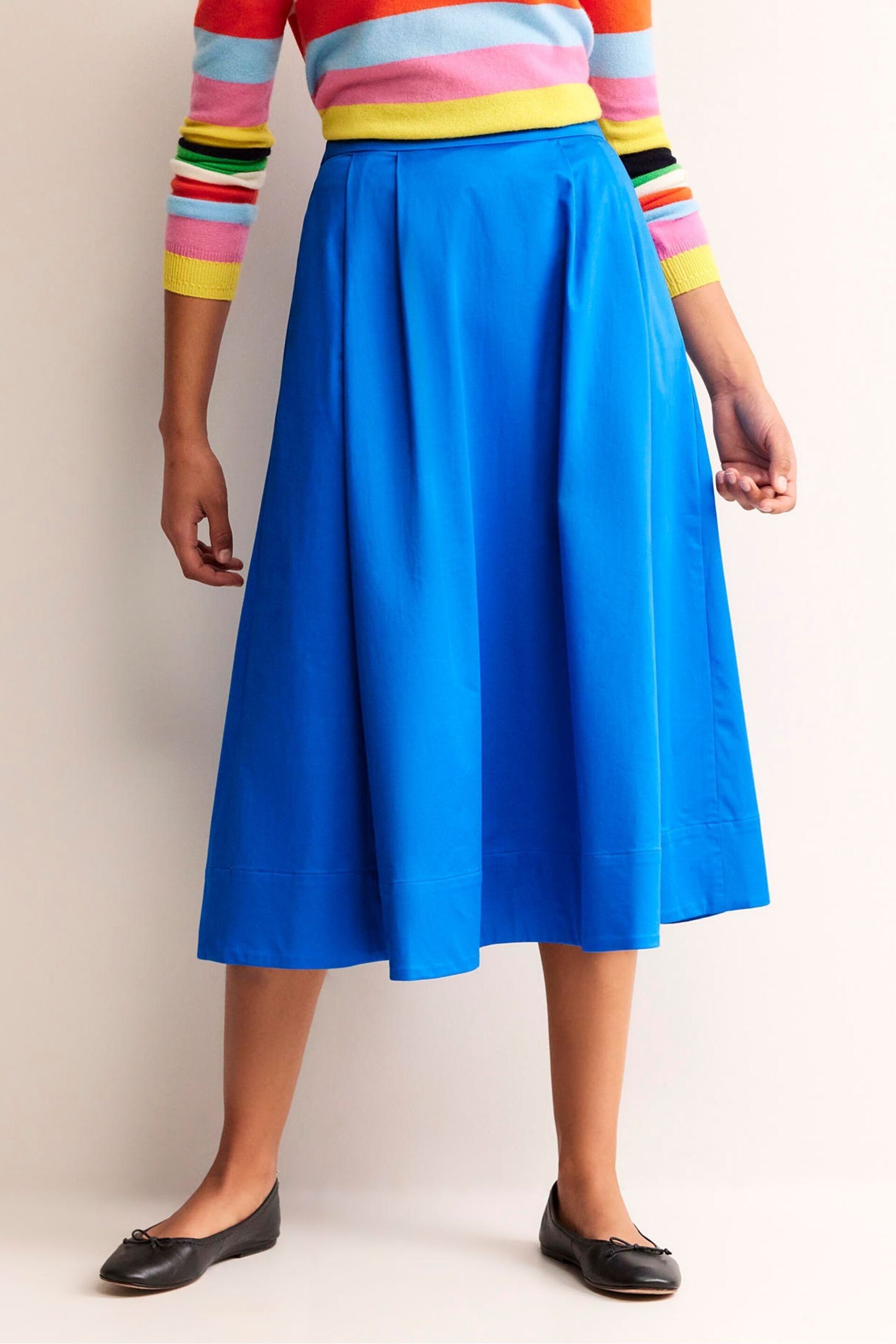 Boden Blue Isabella Cotton Sateen Skirt - Image 2 of 5