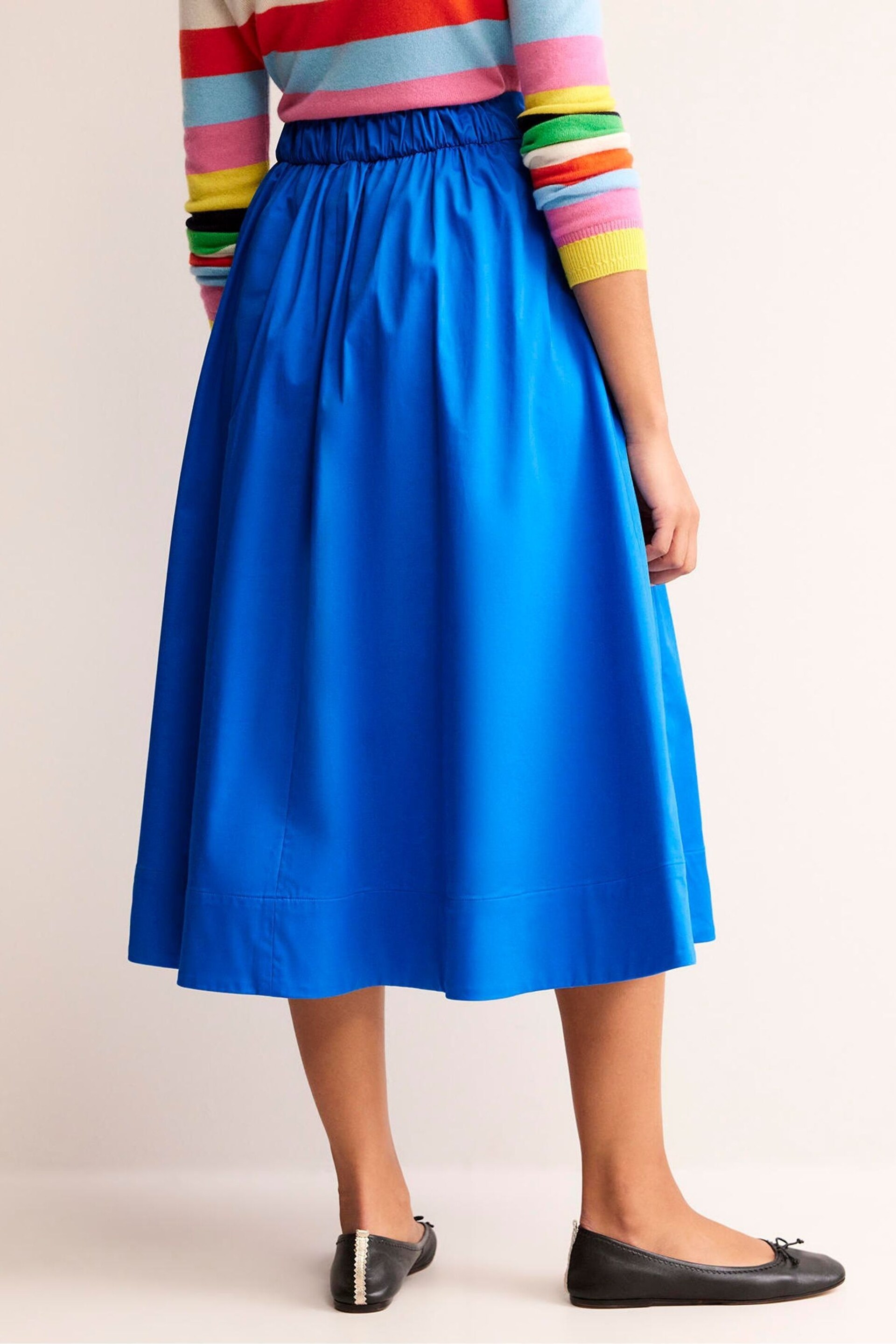 Boden Blue Isabella Cotton Sateen Skirt - Image 3 of 5