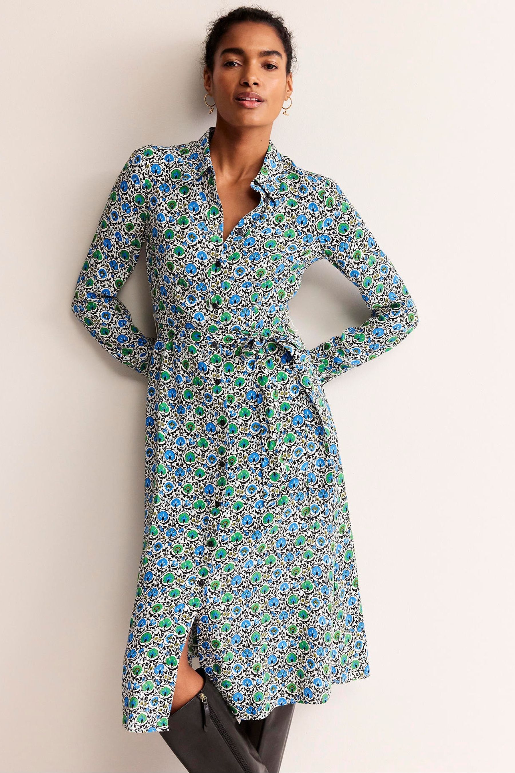 Buy Boden Green Petite Kate Midi Shirt Dress from Next Luxembourg