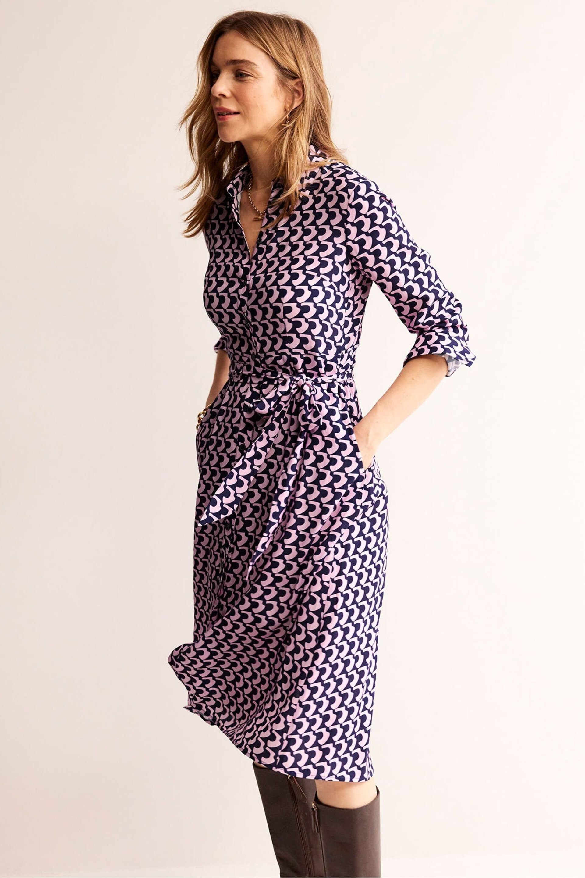 Boden Pink Petite Kate Midi Shirt Dress - Image 1 of 5