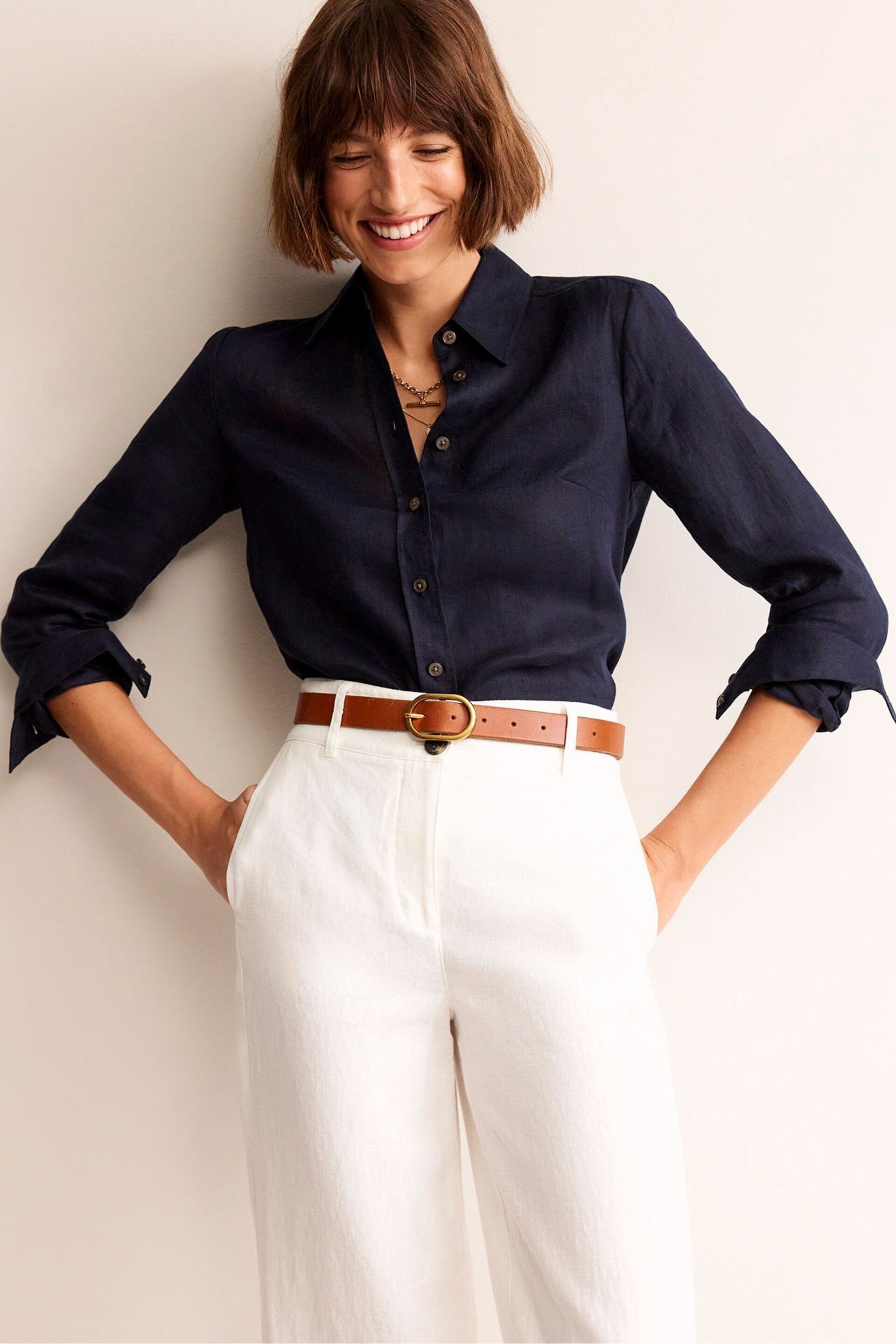 Boden Blue Petite Petite Sienna Linen Shirt - Image 1 of 4