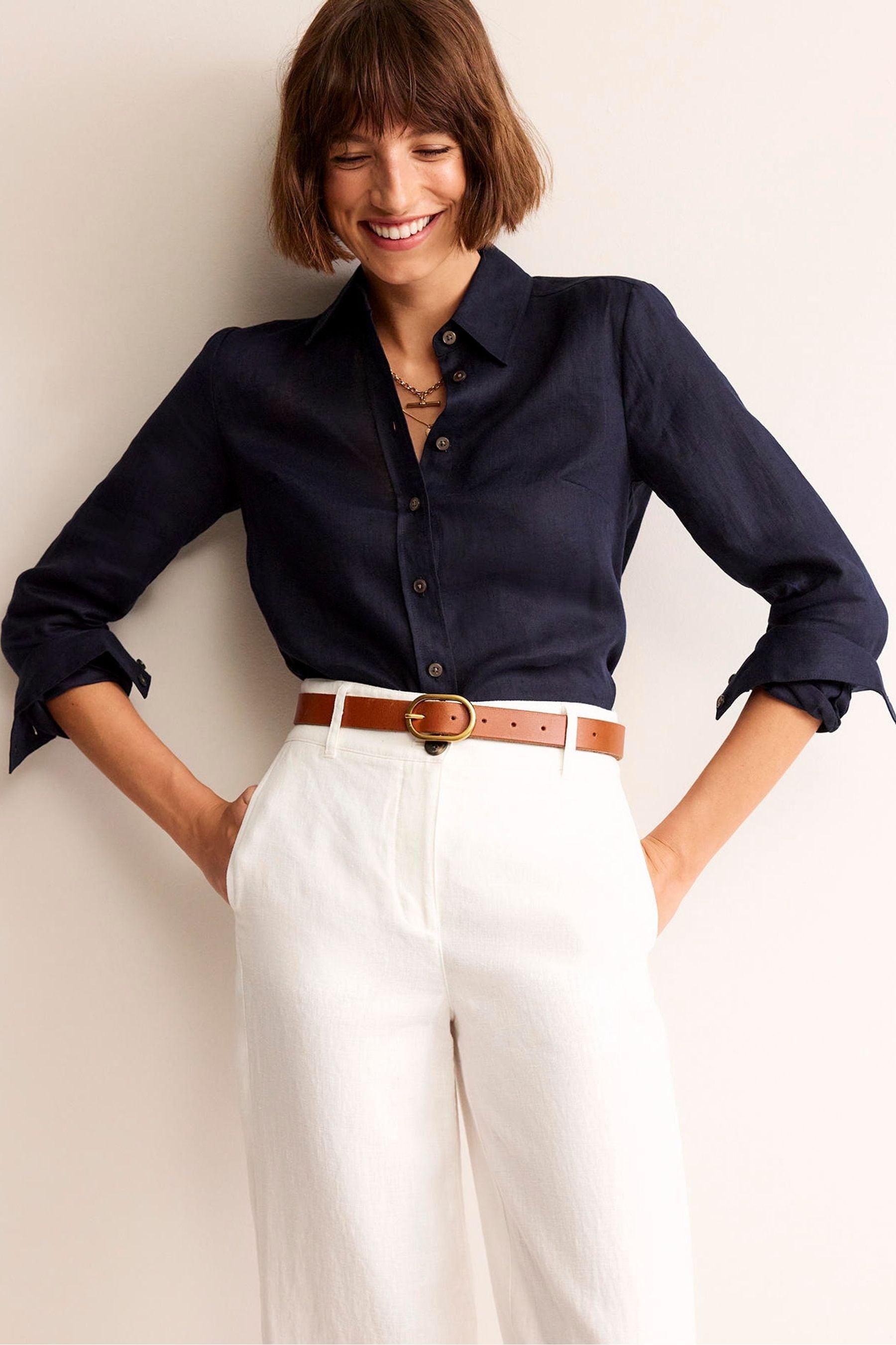 Buy Boden Blue Petite Petite Sienna 100 Linen Shirt from Next Luxembourg