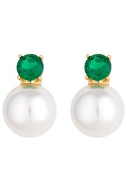 Jon Richard Gold Tone Cubic Zirconia Stone Pearl Drop Stud Earrings - Image 1 of 4