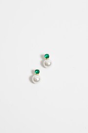 Jon Richard Gold Tone Cubic Zirconia Stone Pearl Drop Stud Earrings - Image 2 of 4