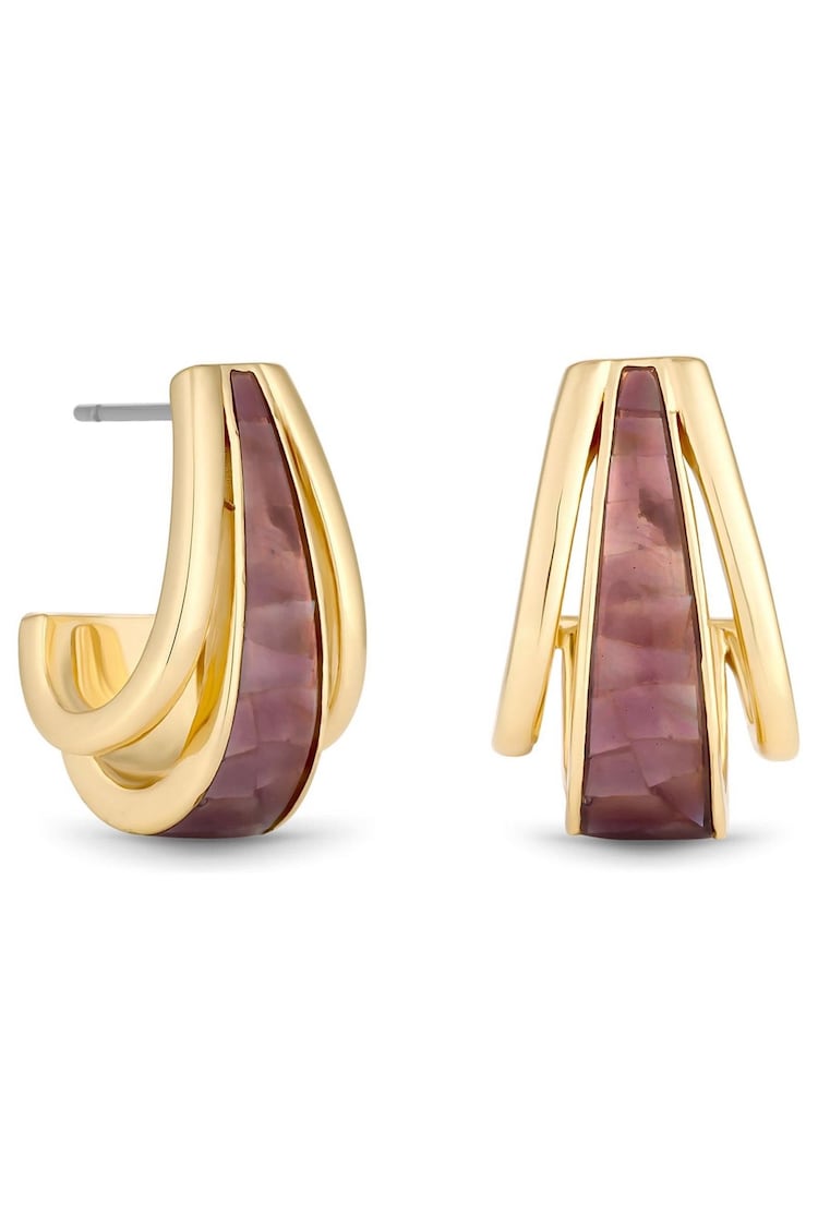 Jon Richard Gold Tone Triple Row Polished And Shell Stud Earrings - Image 1 of 1