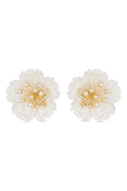Jon Richard Gold Mother Of Pearl And Cubic Zirconia Flower Stud Earrings - Image 1 of 1