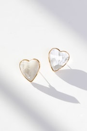 Jon Richard Gold Mother Of Pearl Heart Stud Earrings - Image 1 of 4