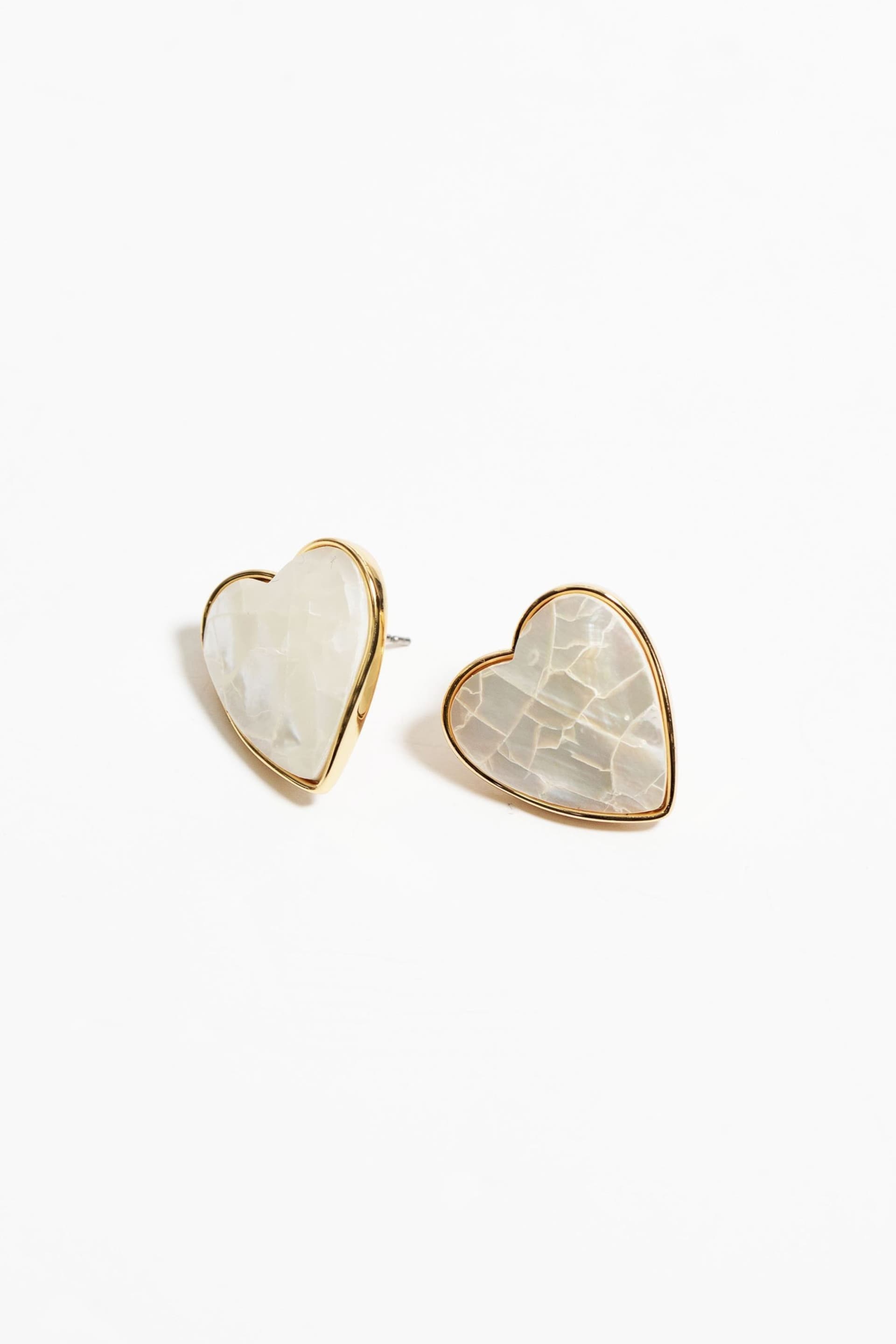 Jon Richard Gold Mother Of Pearl Heart Stud Earrings - Image 2 of 4