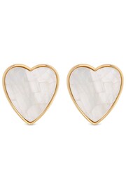 Jon Richard Gold Mother Of Pearl Heart Stud Earrings - Image 3 of 4