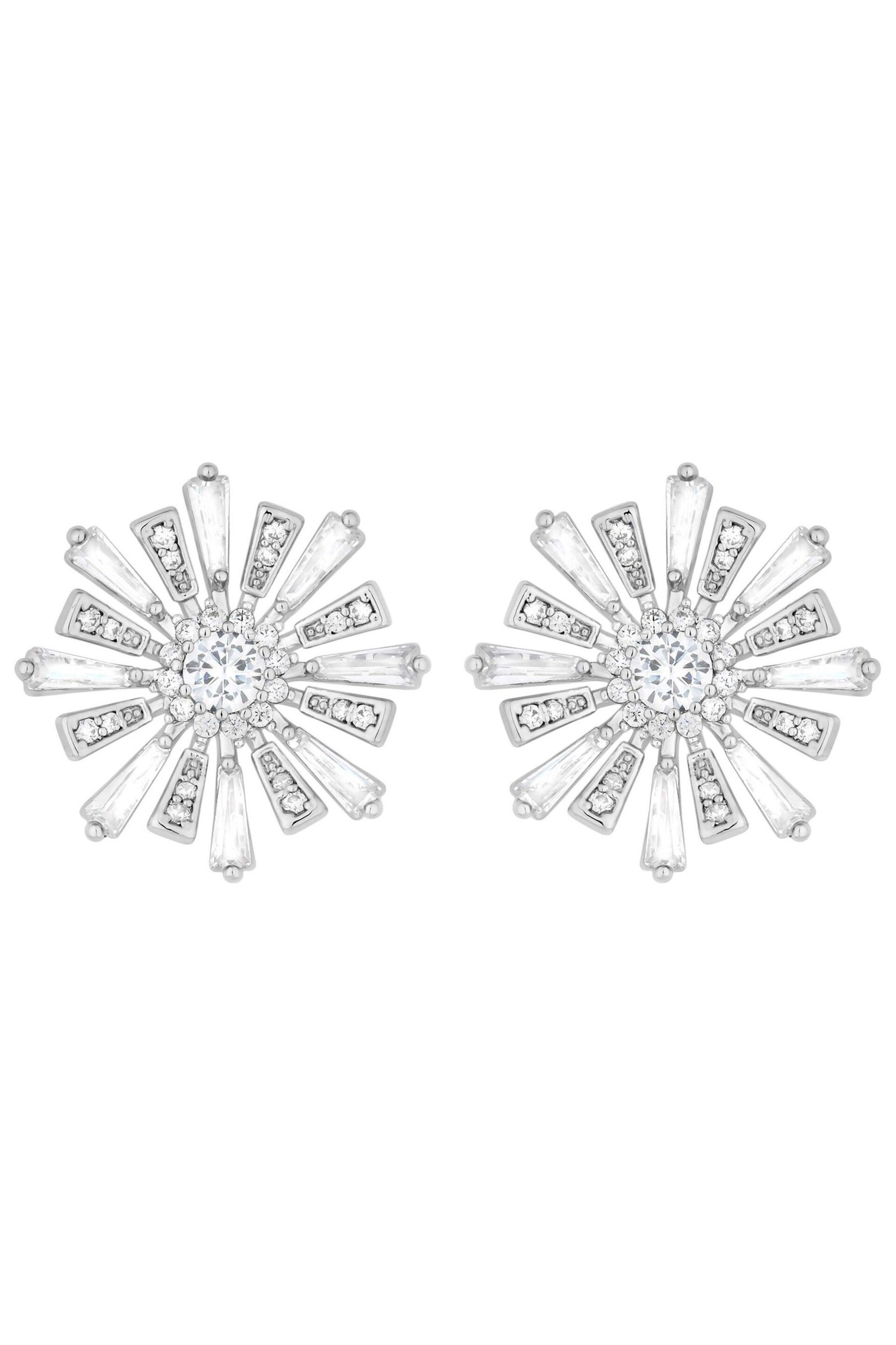 Jon Richard Silver Tone Baguette Starburst Stud Earrings - Image 2 of 4