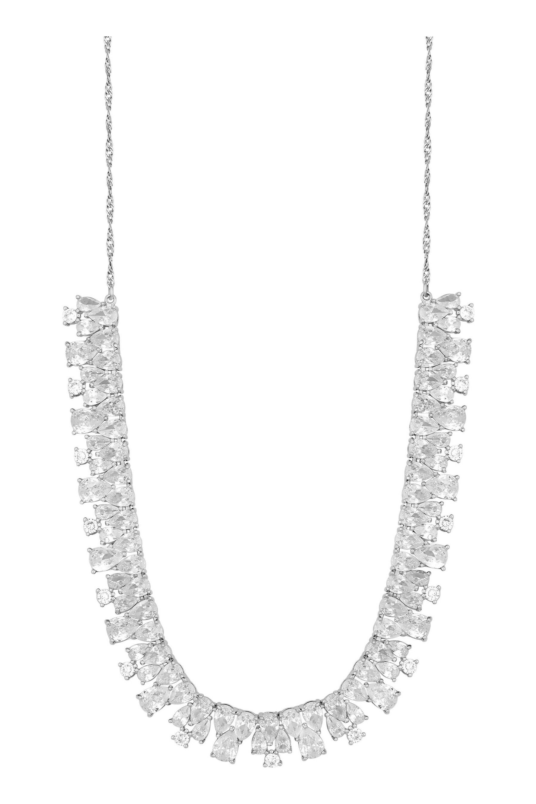 Jon Richard Silver Cubic Zirconia Statement Necklace one Womens