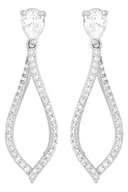 Jon Richard Silver Tone Cubic Zirconia Open Teardrop Earrings - Image 1 of 2