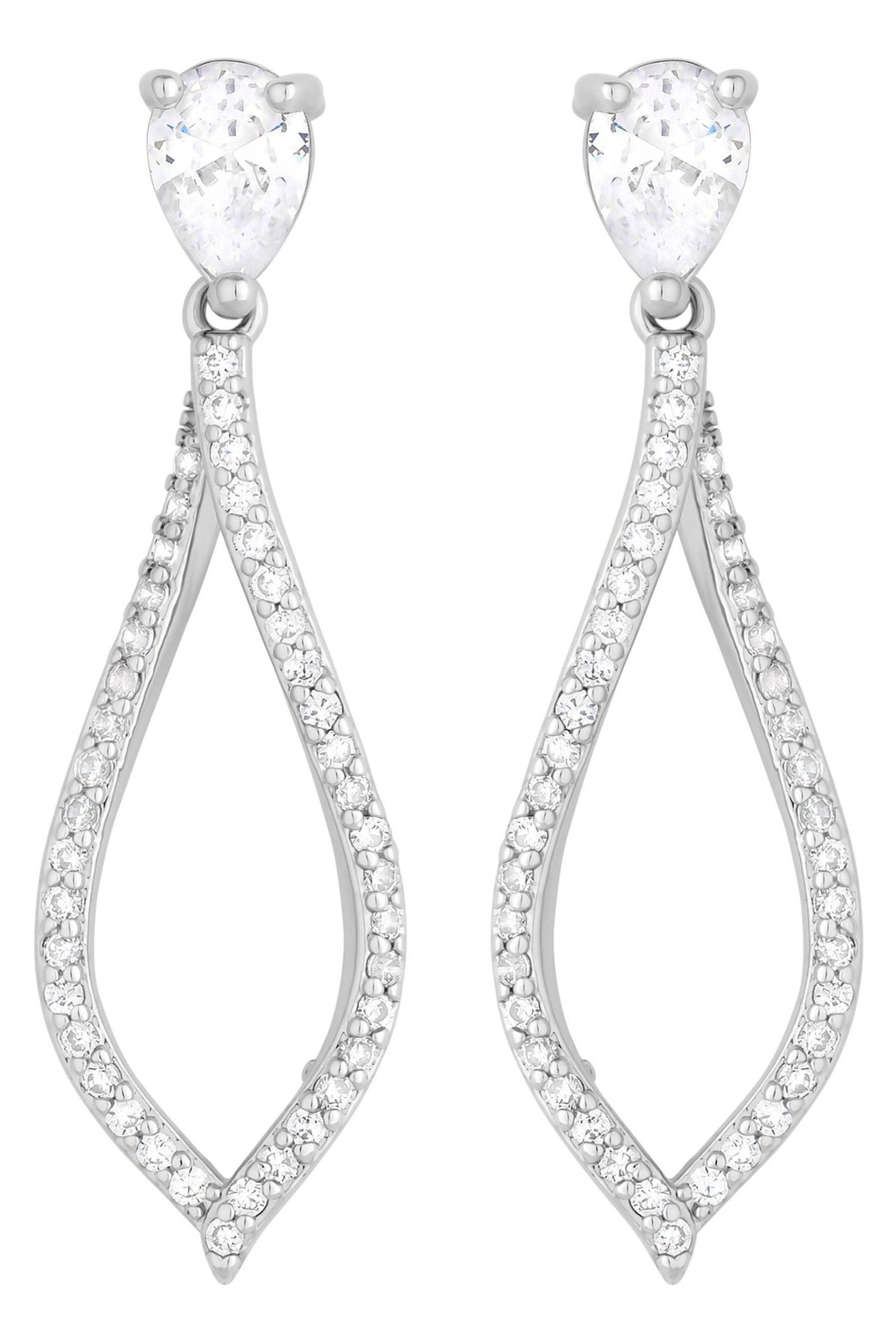 Jon Richard Silver Tone Cubic Zirconia Open Teardrop Earrings - Image 1 of 2