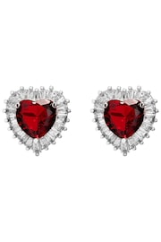 Jon Richard Silver Cubic Zirconia Heart Stud Earrings - Image 1 of 2