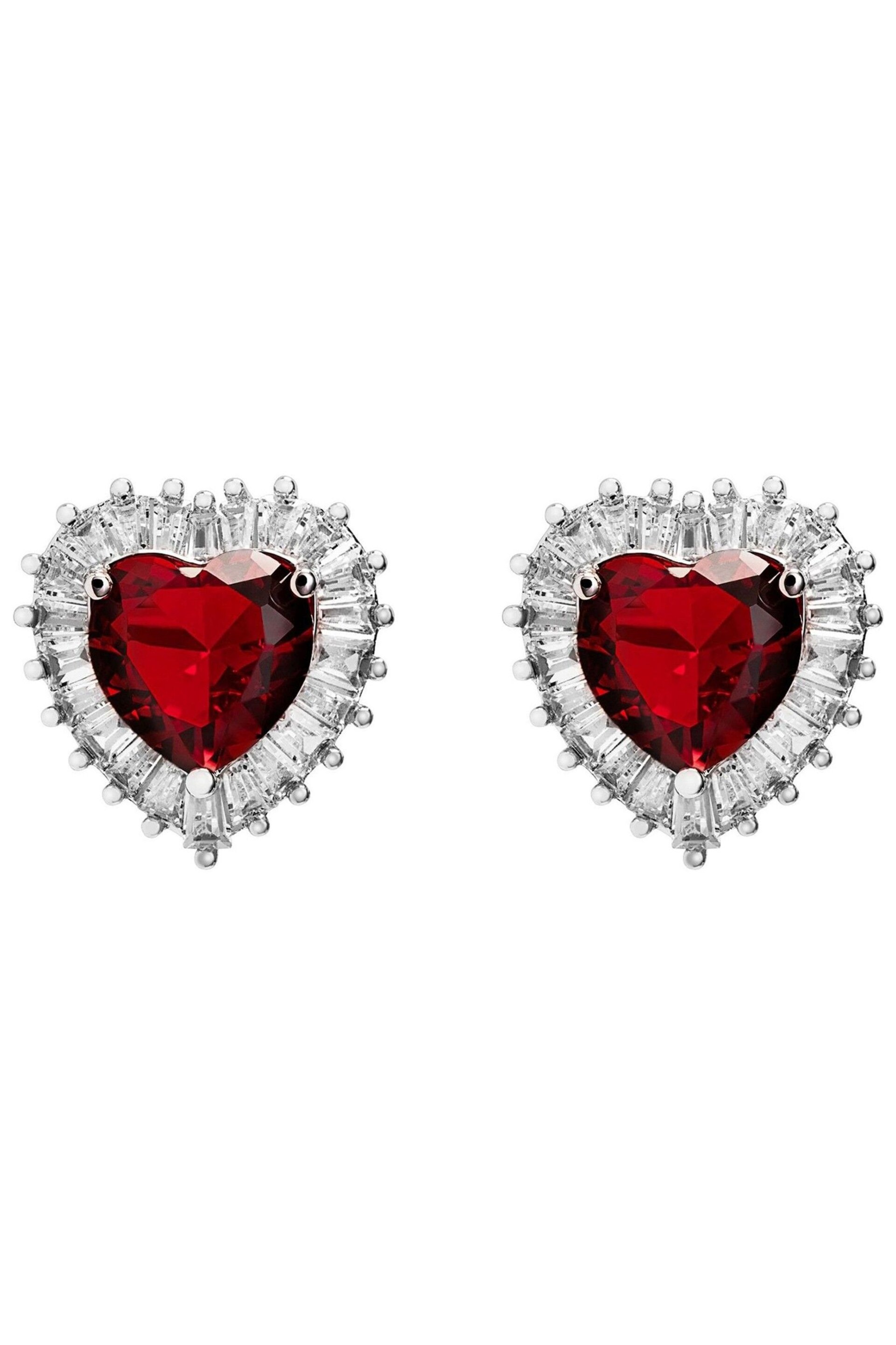 Jon Richard Silver Cubic Zirconia Heart Stud Earrings - Image 1 of 2